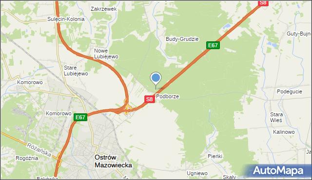 mapa Grudzie, Grudzie gmina Ostrów Mazowiecka na mapie Targeo